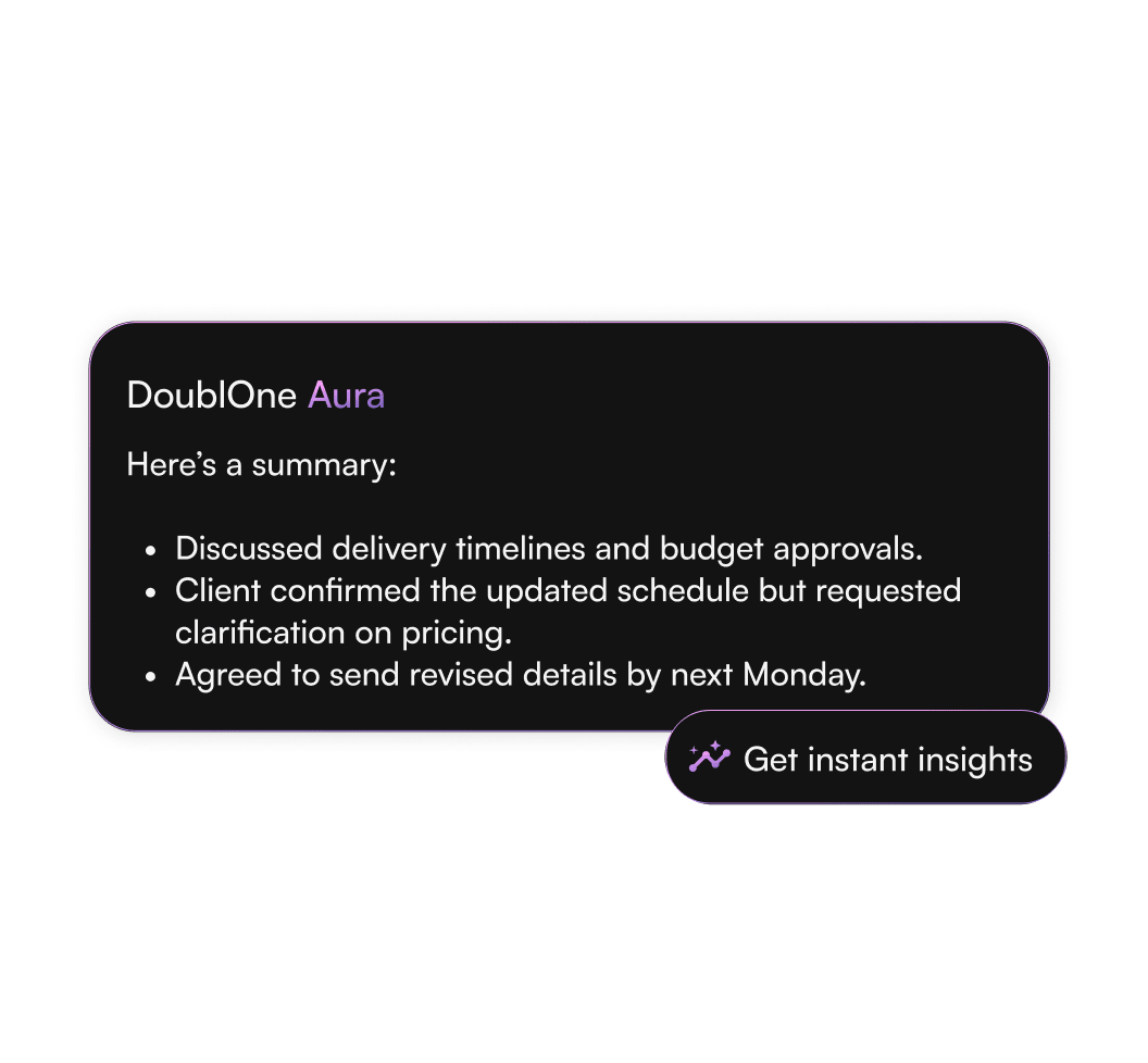 Aura's interface showcasing each of her features