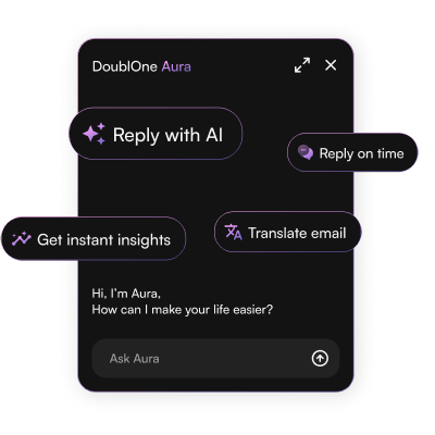 Screenshot of Aura AI productivity features showing email prioritization and management tools